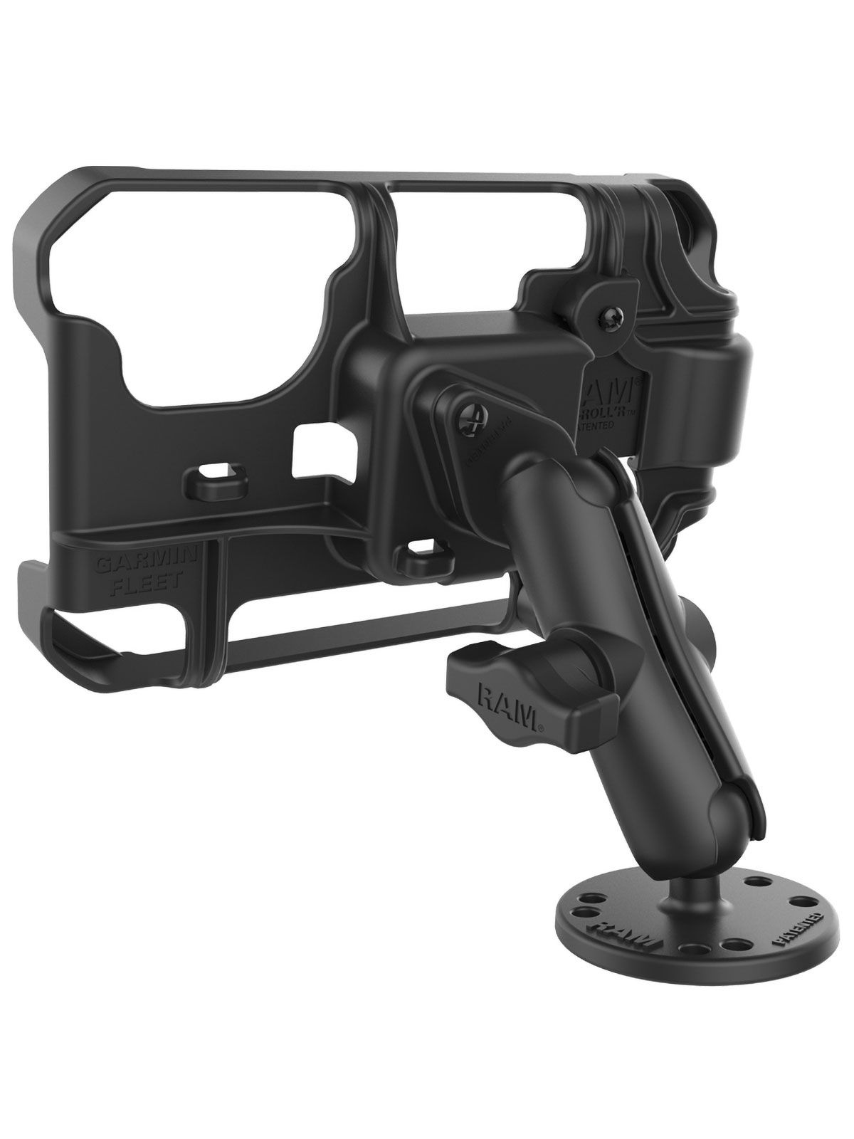 RAM Mounts Fahrzeug Aufbau-Halterung Garmin Fleet 770, 780 &790 - B-Kugel (1 Zoll), runde Basisplatte (AMPS), mittlerer Verbindungsarm