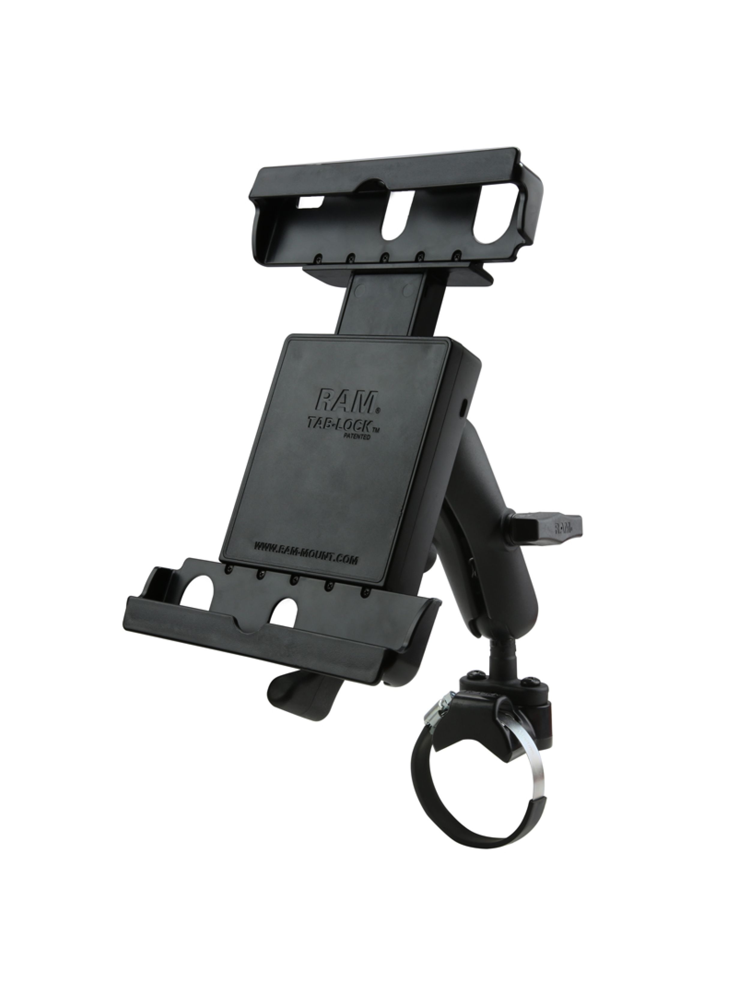 RAM Mounts Tablet-Halterung für 9-10,5 Zoll Tablets - C-Kugel (1,5 Zoll), Rohrschelle, Tab-Tite Halteschale (abschließbar)