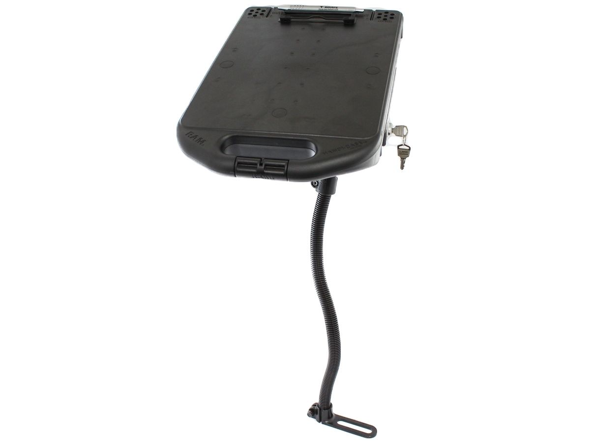 RAM Mounts Pod I Fahrzeug Sitzschienen-Befestigung mit Aufbewahrungsbox - flexibler Stab (ca. 450 mm), runde Basisplatte, C-Kugel (1,5 Zoll), im Polyb