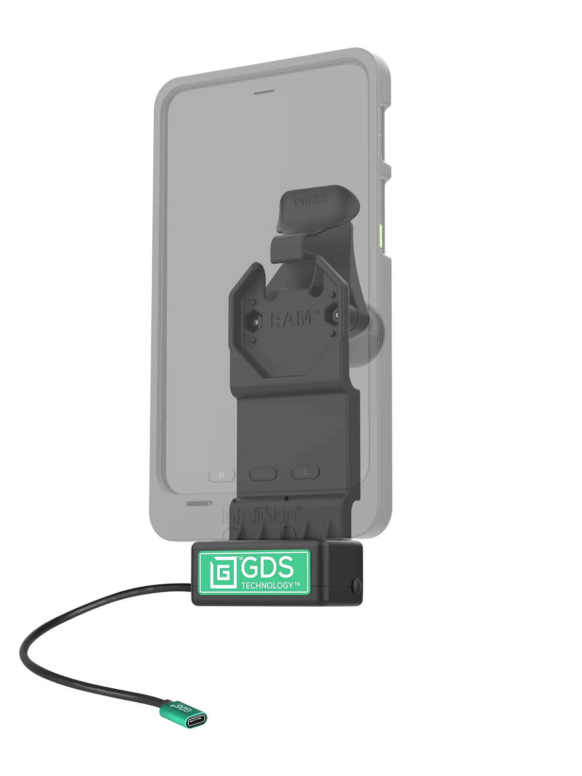 RAM Mounts GDS Uni-Conn Ladestation - 2-Lochmuster AMPS - USB-C-Anschluss - Schrauben-Set