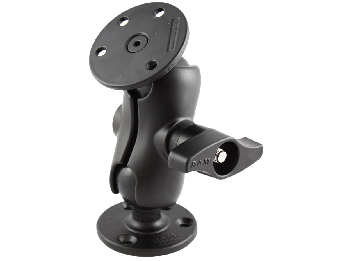 RAM Mounts Mounting Kit - Round Base Plate (93.5 mm - Steel Reinforced) - Short Double Socket Arm - Round Base Plate (93.5 mm - Steel Reinforced) - D-Ball (2.25“)