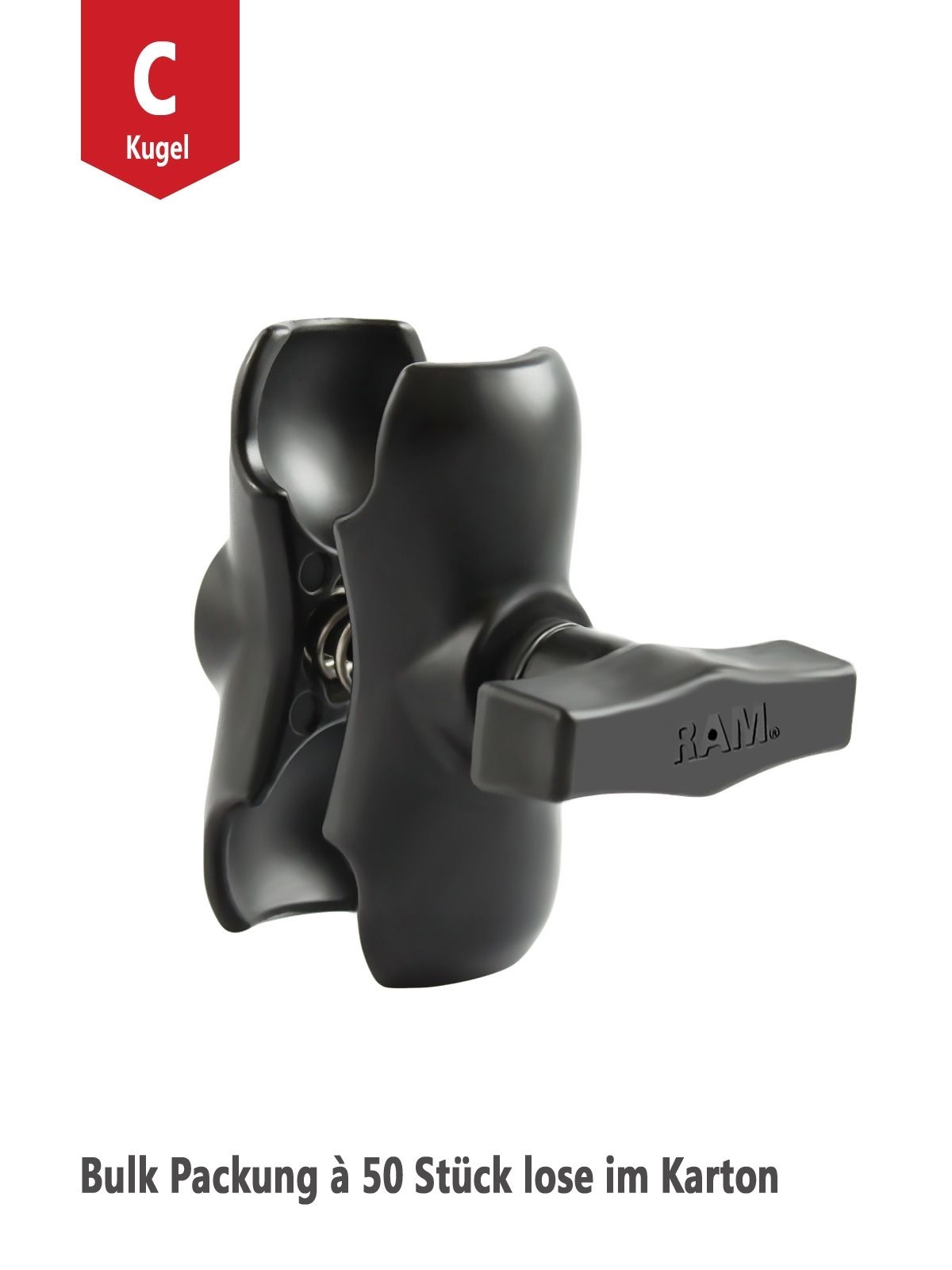 RAM Mounts Verbindungsarm kurz - ca. 90 mm lang, für C-Kugeln (1,5 Zoll), Bulk Packung à 50 Stück (lose im Karton)