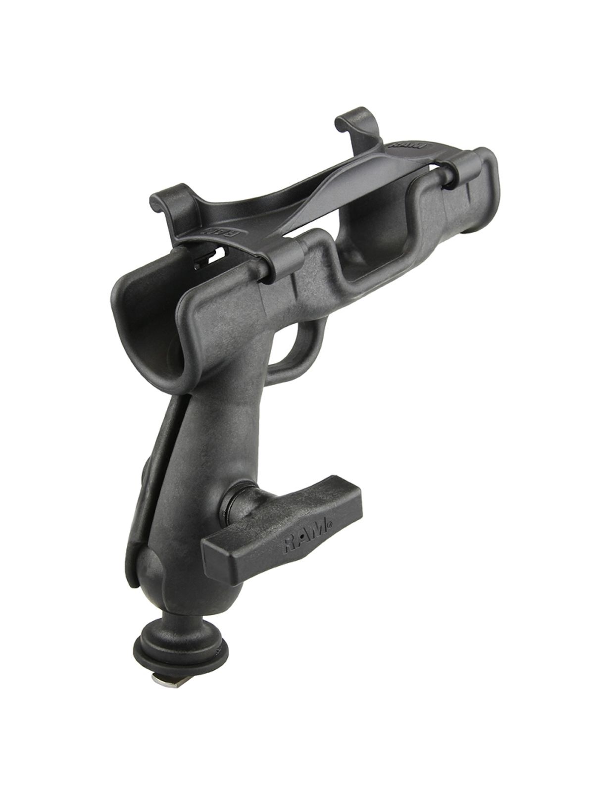 RAM Mounts Rod 2007 Jr. Angelrutenhalter mit Track-Anbindung (T-Slot) - C-Kugel (1,5 Zoll), im Polybeutel