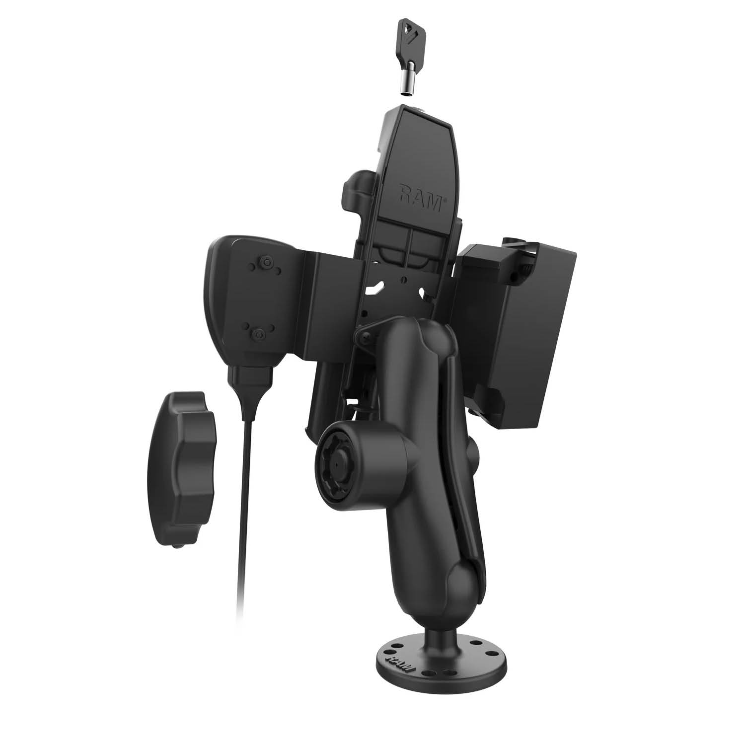 RAM Mounts Aufbauhalterung Sonim XP Pro mit Lautsprecher &bMikrofon - C-Kugel (1,5 Zoll), abschließbar, USB-A, 4-Loch AMPS