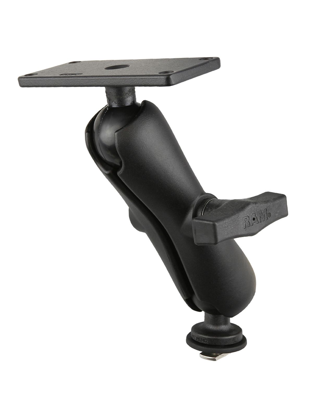 RAM Mounts Set für Tough-Track Schienen - Kugel mit T-Slot, mittlerer Verbindungsarm, Adapterplatte (2x4 Zoll), C-Kugel (1,5 Zoll), im Polybeutel