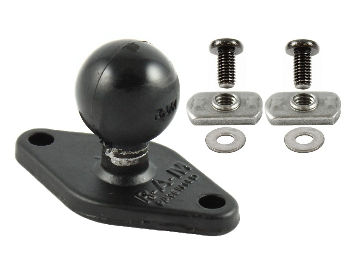 RAM Mounts Diamond-Basisplatte (Trapez) inkl. Montage-Set - B-Kugel (1 Zoll), 2-Loch AMPS-Lochraster