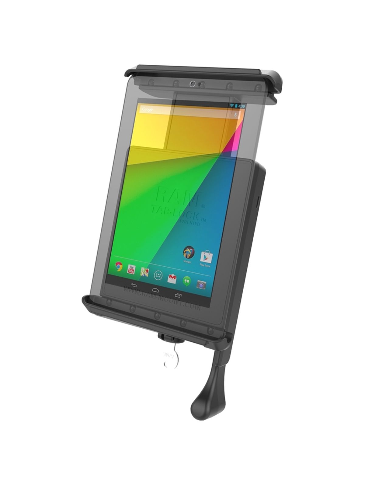 RAM Mounts Tab-Lock (abschließbar) Universal Halteschale für bis zu 8 Zoll Tablets - AMPS-Aufnahme, Schrauben-Set