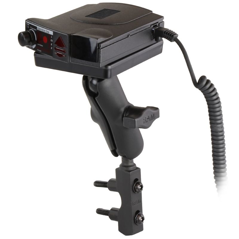 RAM Mounts Motorrad-Halterung Blitzwarbgeräte - B-Kugel (1 Zoll), Basisbefestigung (Lenker/Bremse/Kupplung), mittlerer Verbindungsarm, Moto Power Plate