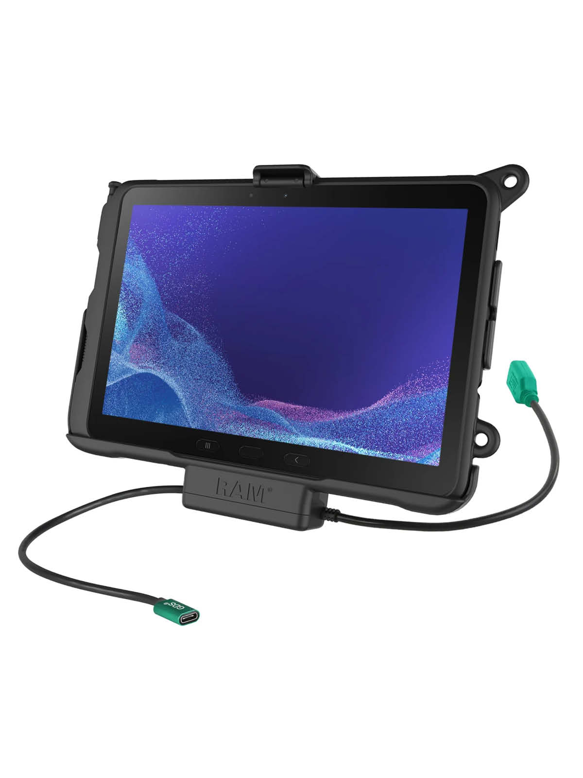 RAM Mounts EZ-Roll'r Halteschale für Samsung Tab Active4 Pro & Active5 Pro - In OEM/RAM Schutzhülle - USB-C & USB-A-Anschluss - 4-Loch AMPS