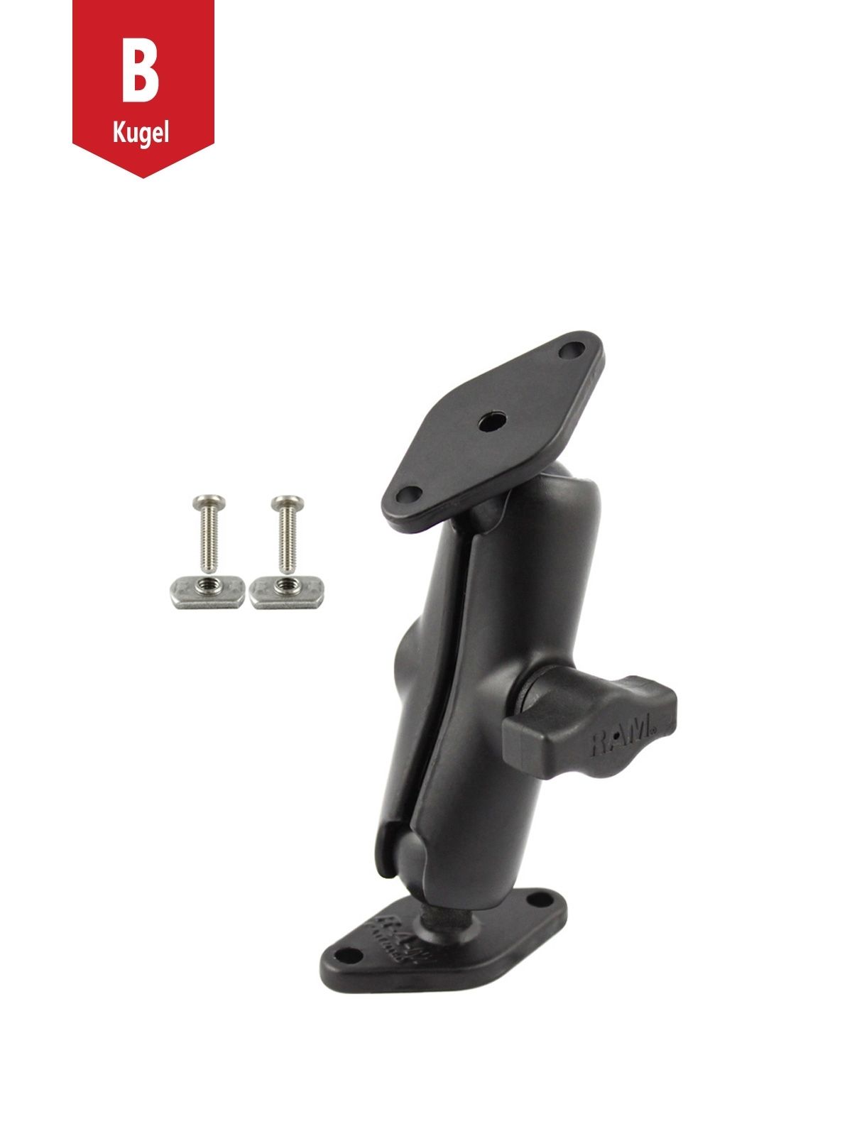 RAM Mounts Aufbau-Set - B-Kugel (1 Zoll), 2x Diamond-Basisplatte (Trapez), mittlerer Verbindungsarm, Schrauben-Set