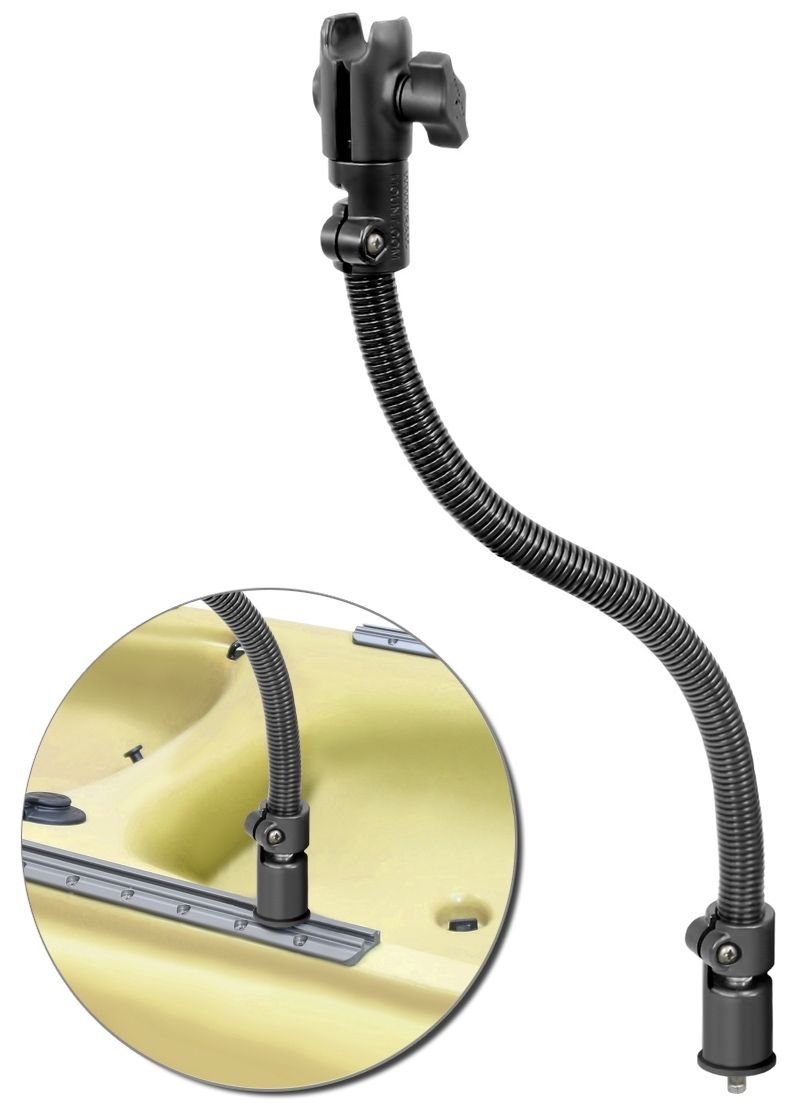 RAM Mounts flexibler Aluminium-Stab (18 Zoll) mit Pinlock-Basis für entsprechende Kanu-Schienen - B-Kugel Aufnahme (1 Zoll), im Polybeutel