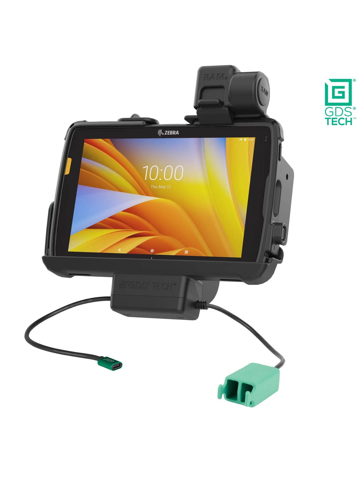 RAM Mounts GDS Form-Fit Halteschale (Schnappverschluss) für Zebra ET40 & ET45 (8“) Tablets in IntelliSkin Schutzhülle - USB-C & Dual USB-A-Anschluss