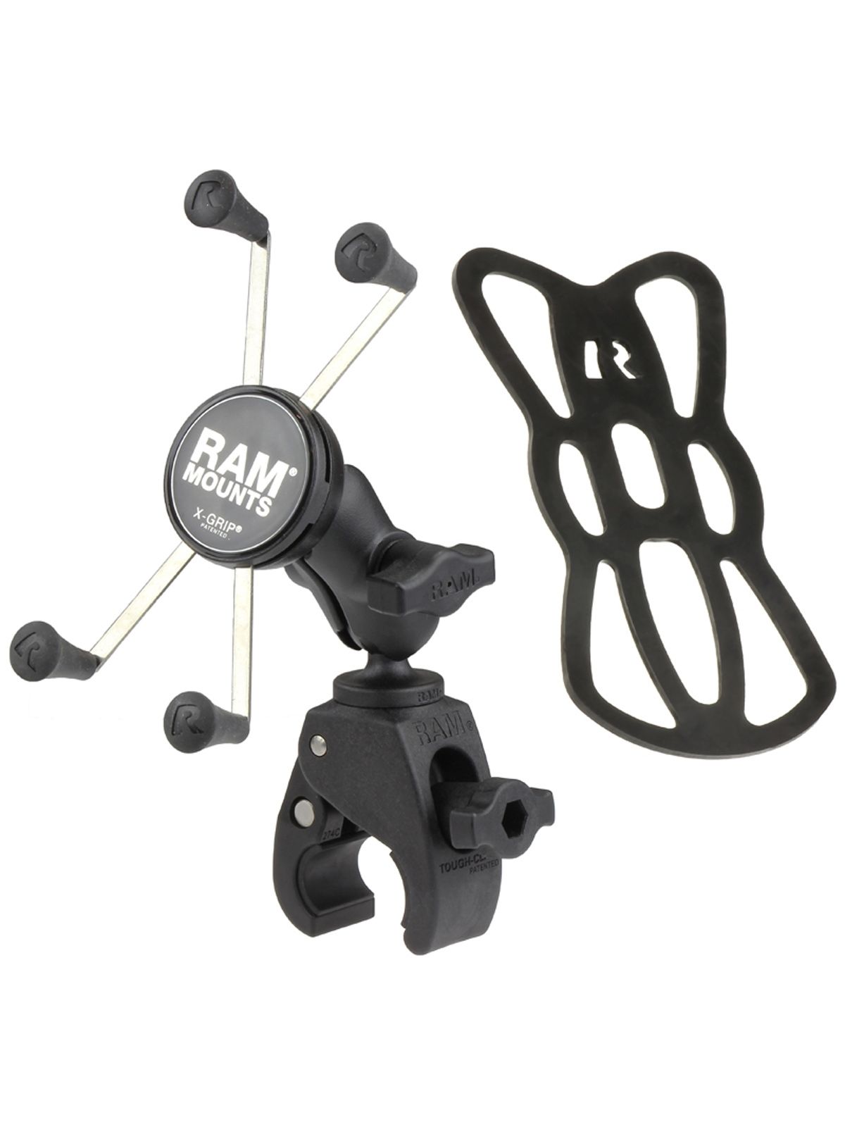 RAM Mounts X-Grip Klemm-Halterung für Smartphones bis 114,3 mm Breite - B-Kugel (1 Zoll), Tough-Claw klein (Durchmesser 15,9-29,0 mm), kurzer Verbindungsarm (ca. 60 mm)