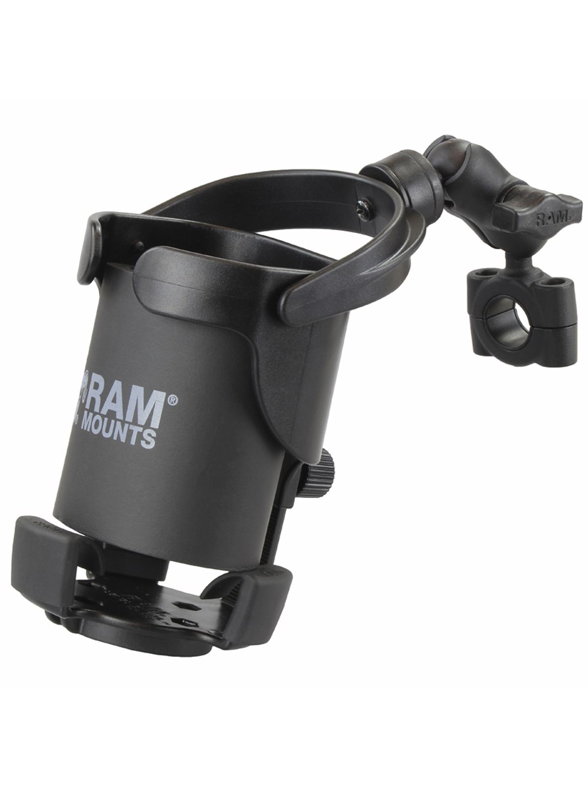 RAM Mounts Torque Getränkehalterung Level Cup XL (kurz) - mit Torque-Schelle (Durchmesser 0,75-1 Zoll), B-Kugel (1 Zoll), im Polybeutel