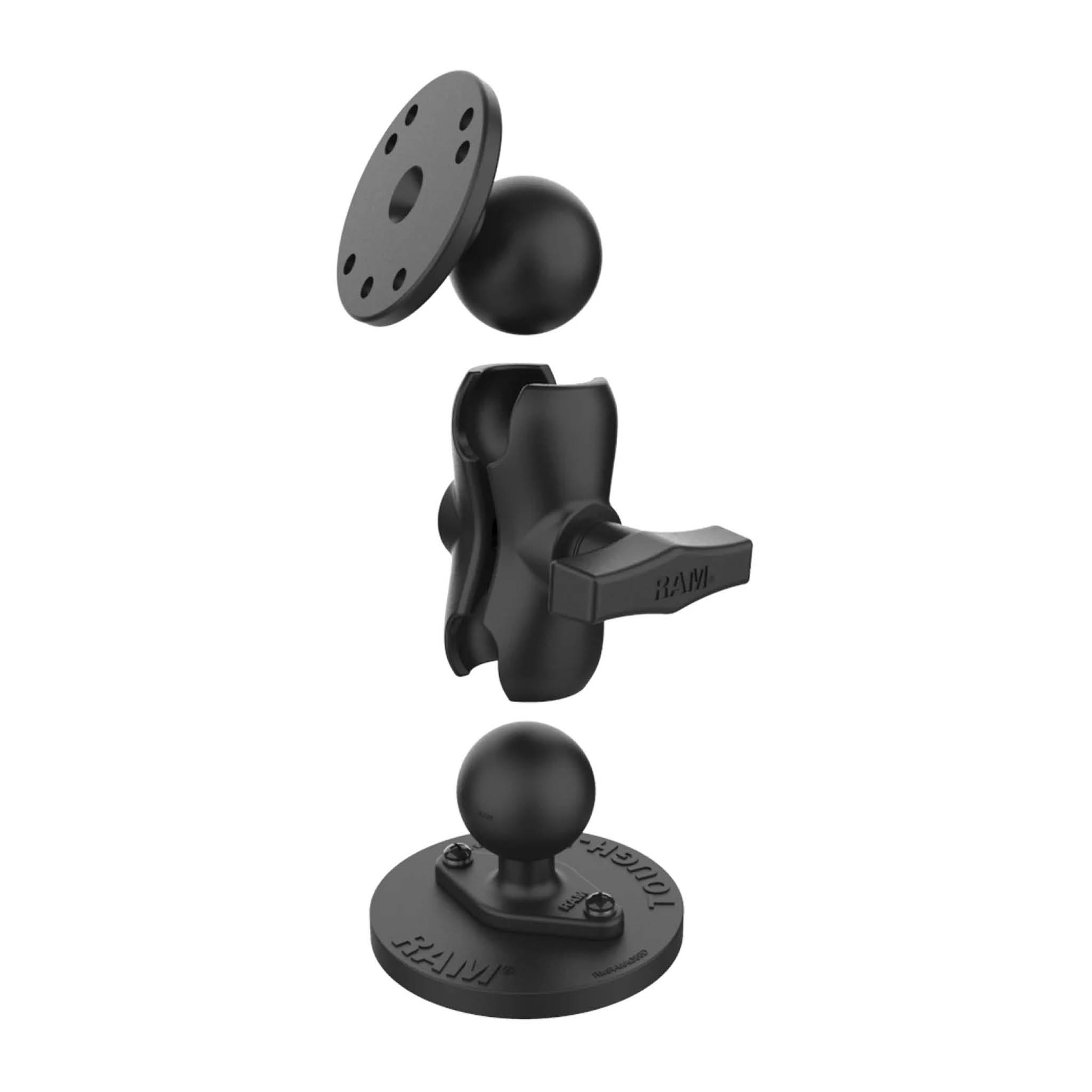 RAM Mounts Tough-Mag Set - C-Kugel (1,5 Zoll), magnetische Basis, kurzer Verbindungsarm, 4-Loch AMPS Anbindung