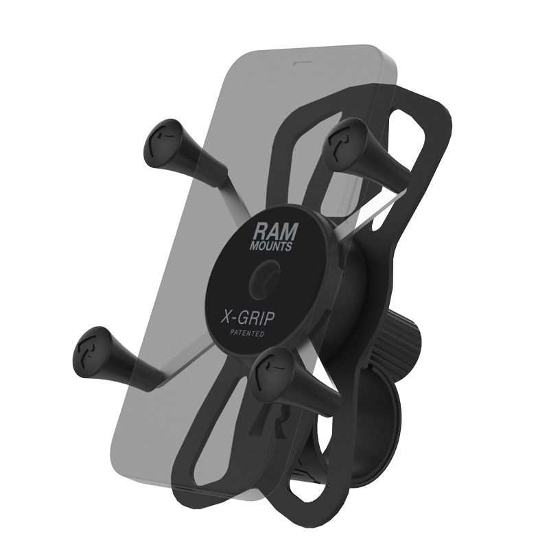 RAM Mounts X-Grip Lenker-Halterung für Smartphones bis 82,5 mm Breite - mit Tough-Strap-Basis (Verbundstoff)