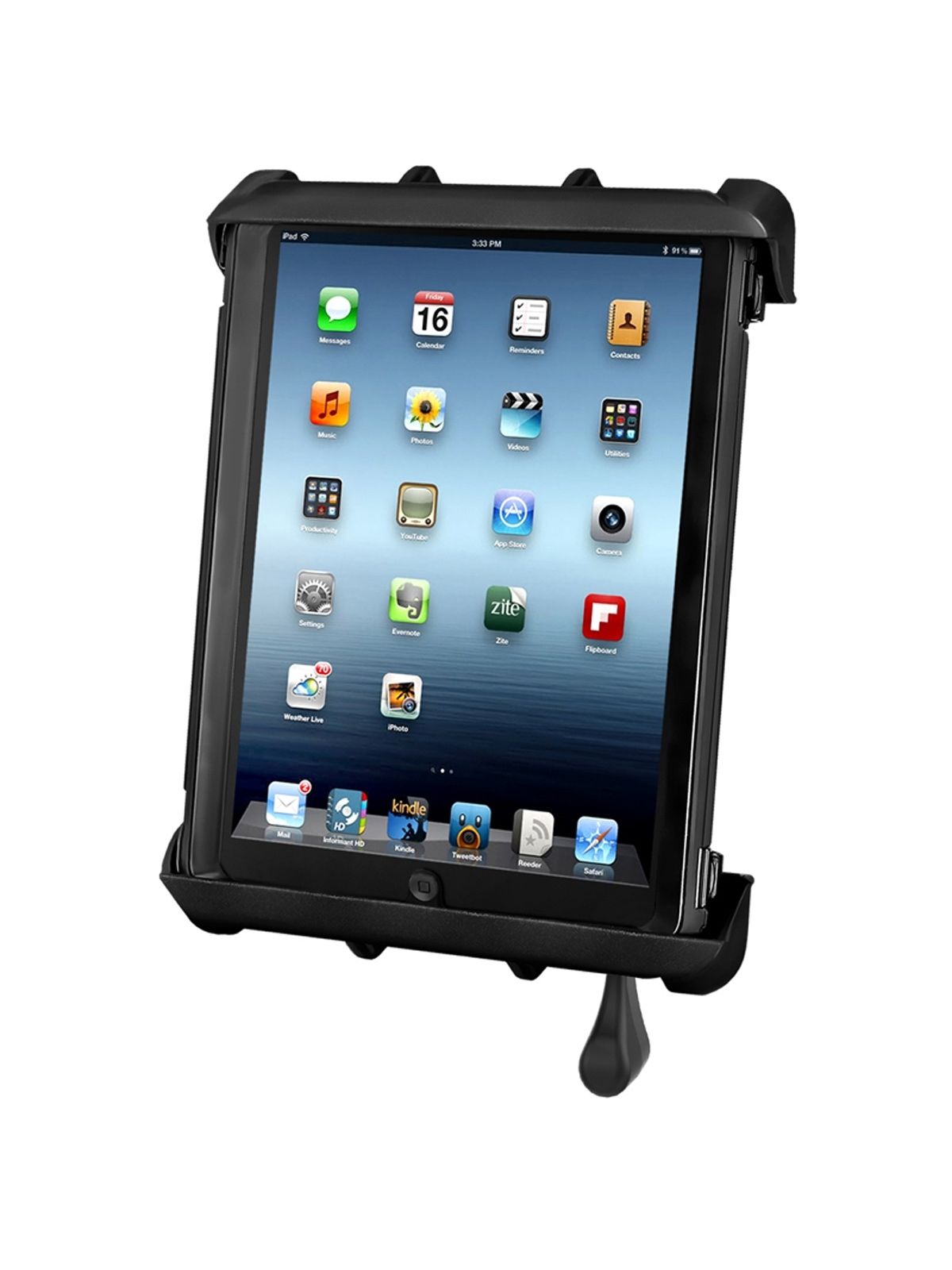 RAM Mounts Tab-Lock (abschließbar) Universal Halteschale für bis zu 10" Zoll Tablets inkl. Apple iPad Pro 9.7 (mit/ohne Schutzhüllen) - AMPS-Aufnahme, Schrauben-Set