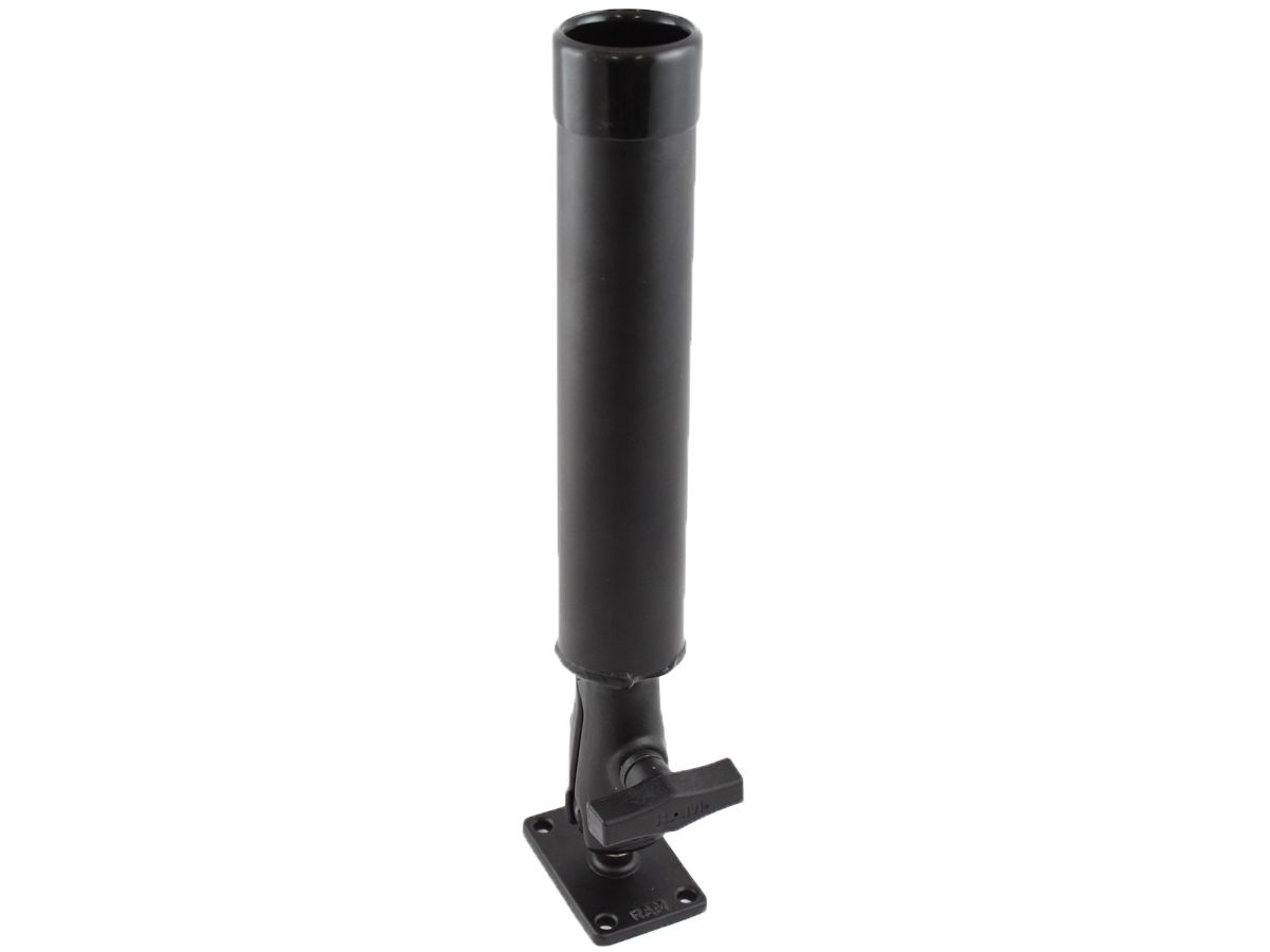 RAM Mounts Flöten-Halterung für Angelruten - rechteckige Basisplatte (2x3 Zoll), Verbindungsarm, C-Kugel (1,5 Zoll), im Polybeutel