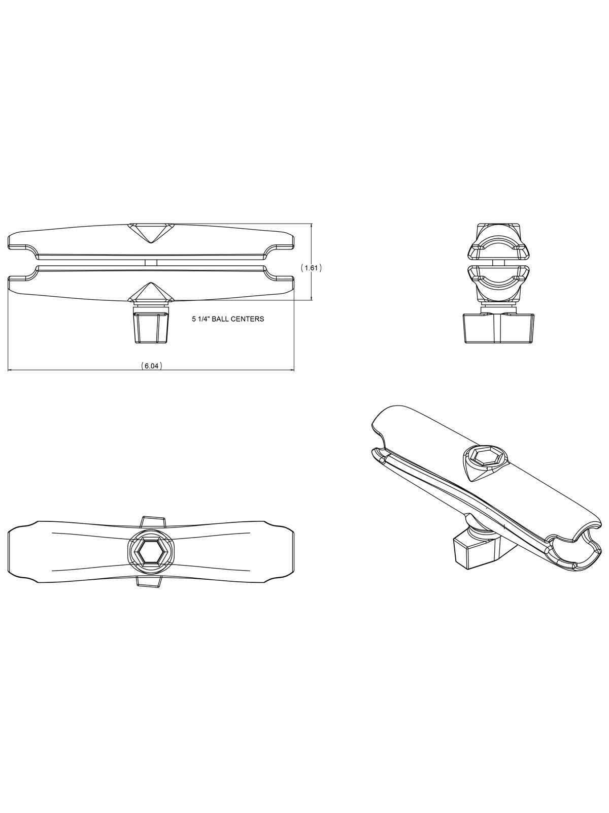 RAM Mounts Verbindungsarm lang (ca. 154 mm) - für B-Kugeln (1 Zoll)