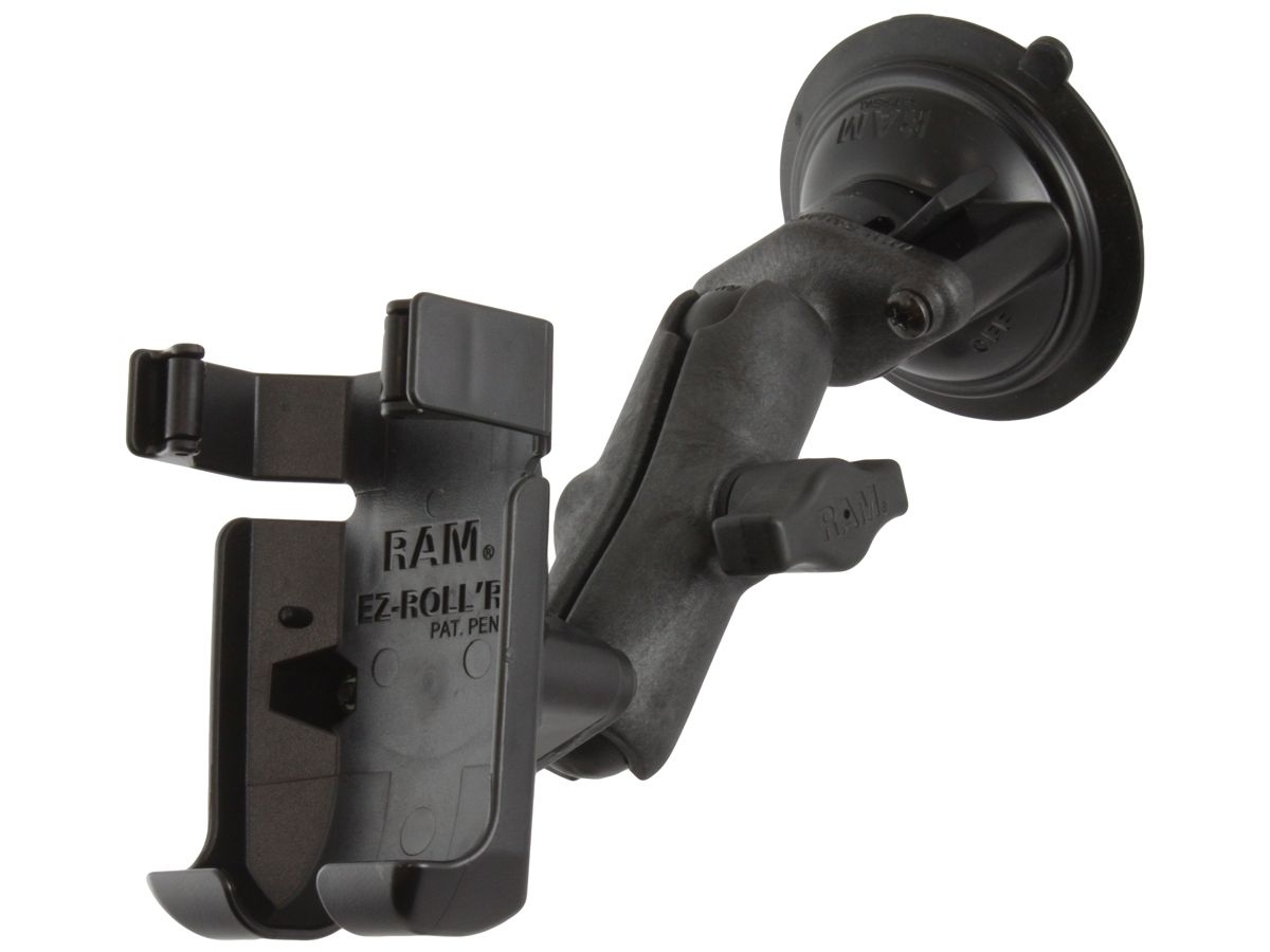 RAM Mounts Verbundstoff Saugfuss-Halterung Garmin GPSMAP 78 - 2x Diamond-Basisplatte (Trapez), mittlerer Verbindungsarm, Halteschale, B-Kugel (1 Zoll)