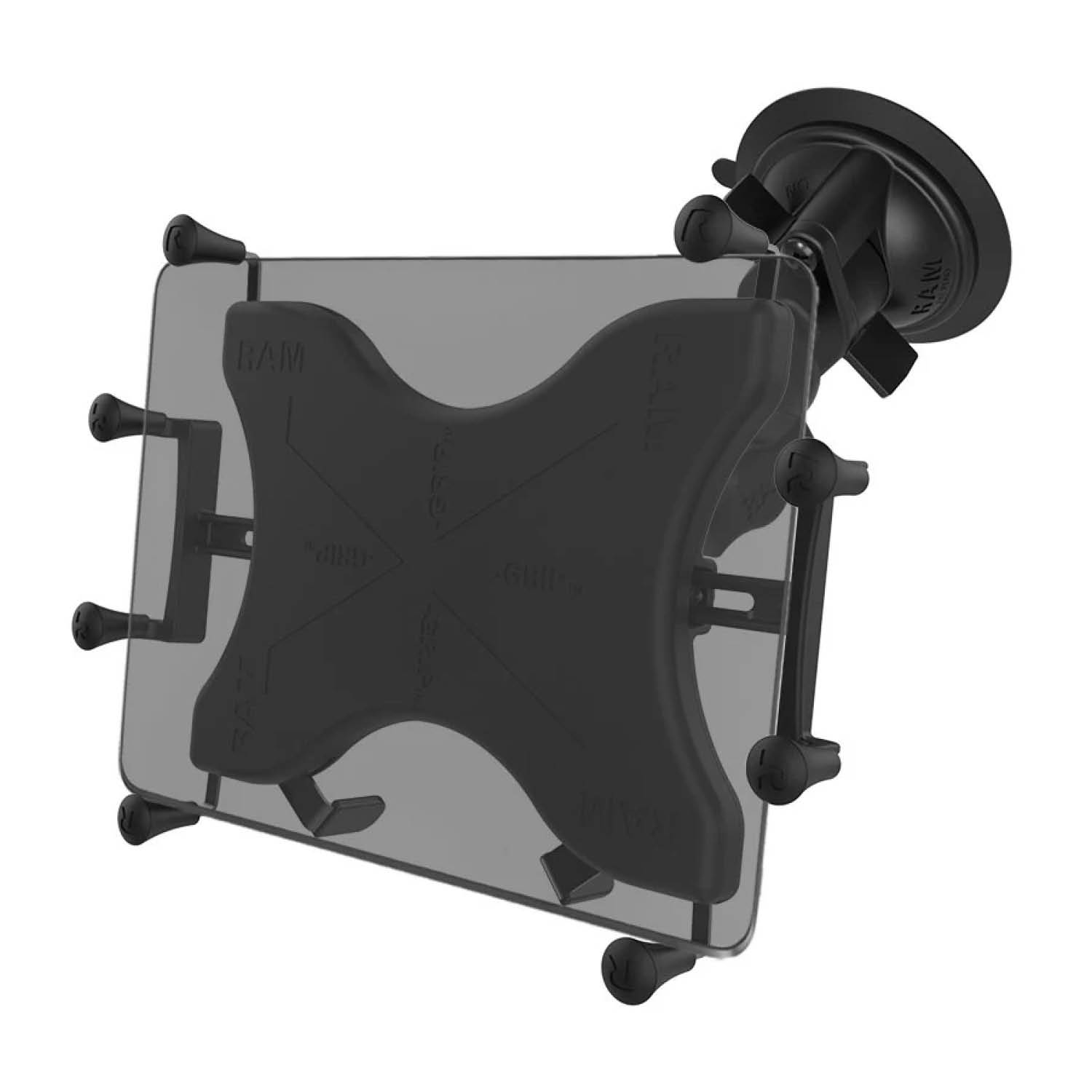 RAM Mounts X-Grip Saugfuß-Halterung für 12-13 Zoll Tablets - Runde Basiskugel - Mittlerer Verbindungsarm - Saugfuß mit Trapez-Basiskugel - B-Kugel (1 Zoll) - Schrauben-Set
