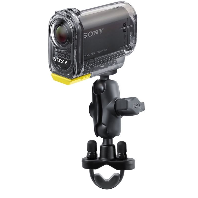 RAM Mounts Kamerahalterung (kurz) für Lenker/Rohre mit 1/4"-20 Gewindestift - mit Klemmschelle, B-Kugel (1 Zoll), im Polybeutel