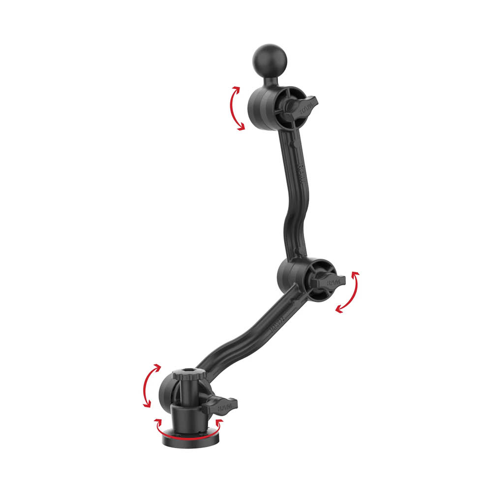 RAM Mounts Verbundstoff Doppel-Ratchet-Arm (50 cm) - C-Kugel (1,5 Zoll), 4-Loch AMPS