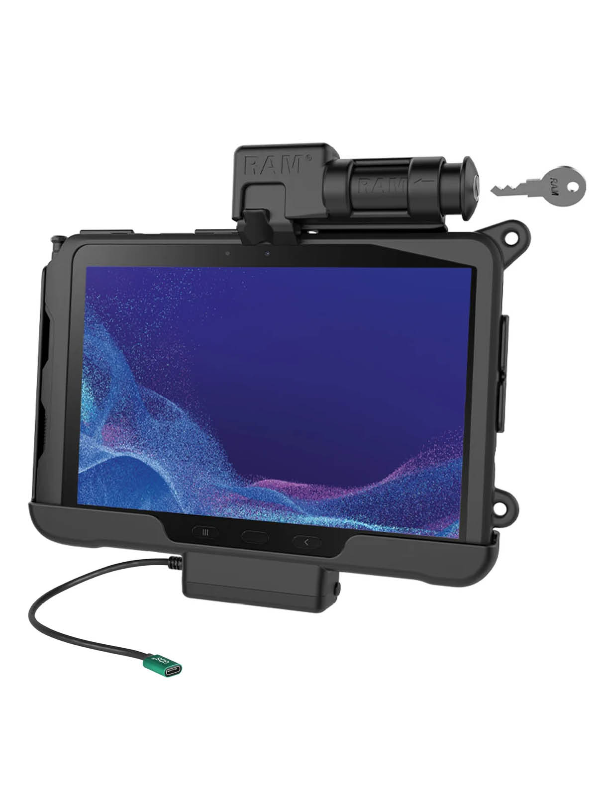 RAM Mounts Form-Fit Halteschale (Schlüsselverriegelung) für Samsung Tab Active4 Pro & Active5 Pro - in OEM/RAM Schutzhülle - USB-C-Anschluss