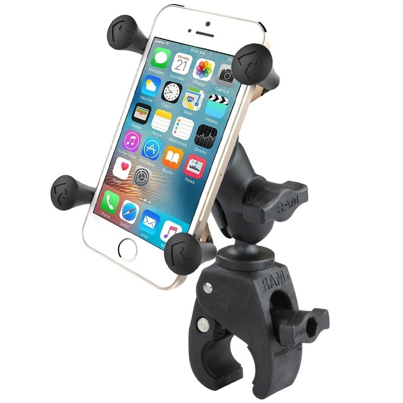 RAM Mounts X-Grip Klemm-Halterung für Smartphones bis 82,6 mm Breite - B-Kugel (1 Zoll), Tough-Claw klein (Durchmesser 15,9-29,0 mm), kurzer Verbindungsarm (ca. 60 mm)