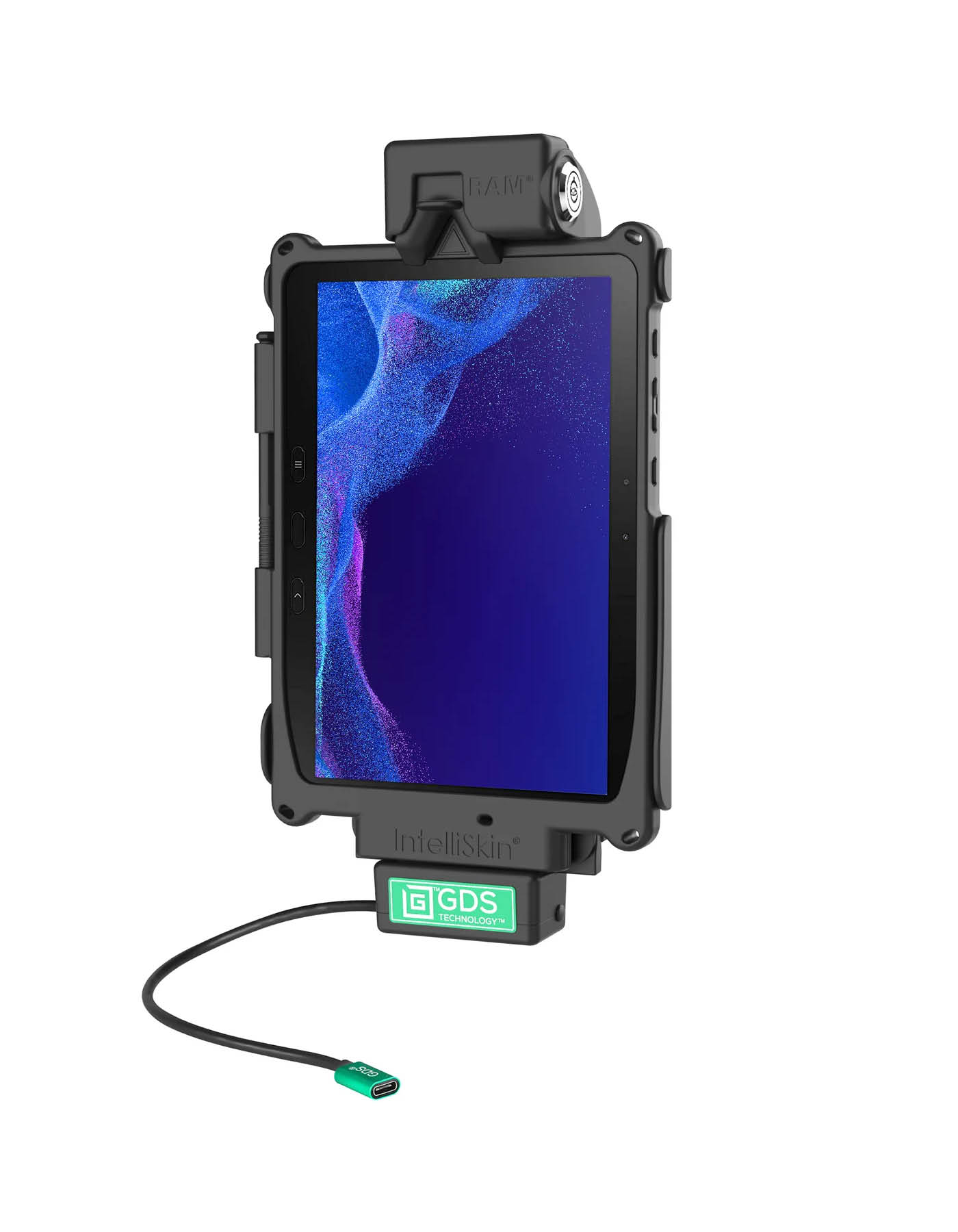 RAM Mounts GDS Tough-Dock Halteschale (Schlüsselverriegelung) für Samsung Tab Active4 Pro & Active5 Pro - in IntelliSkin Next Gen Schutzhülle - USB-C-Anschluss