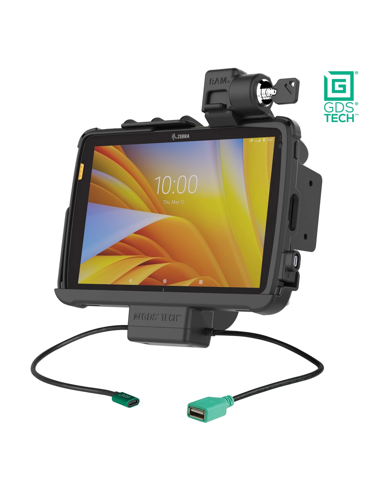 RAM Mounts GDS Tough-Dock Zebra ET4x 10 Zoll Tablet in IntelliSkin-Lade-/Schutzhüllen - abschließbar, USB-C, USB-A, 60 W Ausgang, AMPS-/VESA-Aufnahme