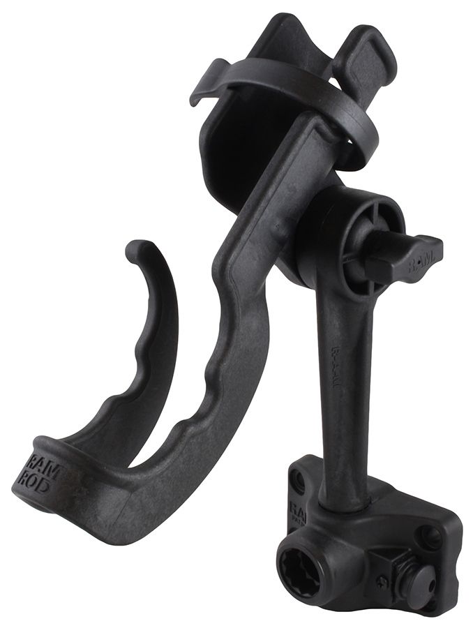 RAM Mounts Rod 2000 Angelrutenhalter mit Spline Post u. vertikaler Doppel-Bulkhead-Basis - mittlerer Spline Post Stift (ca. 150 mm), Ratchet-System
