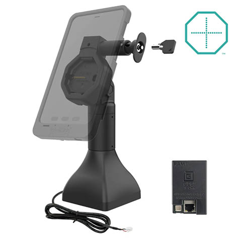 RAM Mounts GDS Uni-Conn Stand-Ladestation (7 Zoll) - Dreh- & Schwenkbar - abschliebar (Schlüssel) - mit PoE