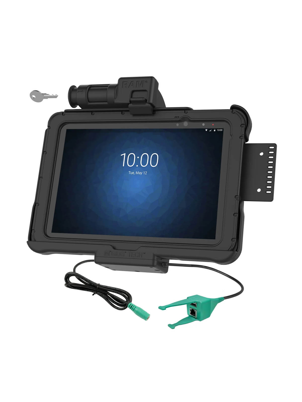 RAM Mounts Form-Fit Halteschale (Schlüsselverriegelung) für Zebra ET5x 10.1“ Serie - In Rugged Boot - 5.5mm DC & USB-A/RJ45 (Ethernet)-Anschluss