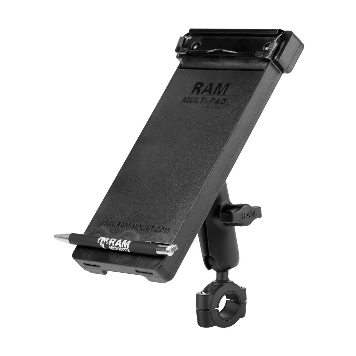 RAM Mounts Torque-Halterung mit Notizblockhalter - B-Kugel (1 Zoll), Torque-Basis (19-25 mm Durchmesser), mittlerer Verbindungsarm