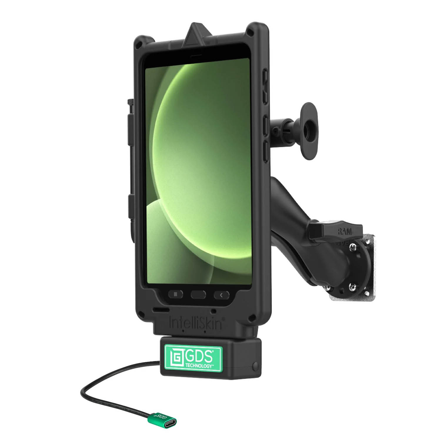 RAM Mounts GDS Uni-Conn Fahrzeug Ladestation für Samsung Tab Active 5 - C-Kugel (1,5 Zoll), USB-C-Anschluss - 4-Loch AMPS
