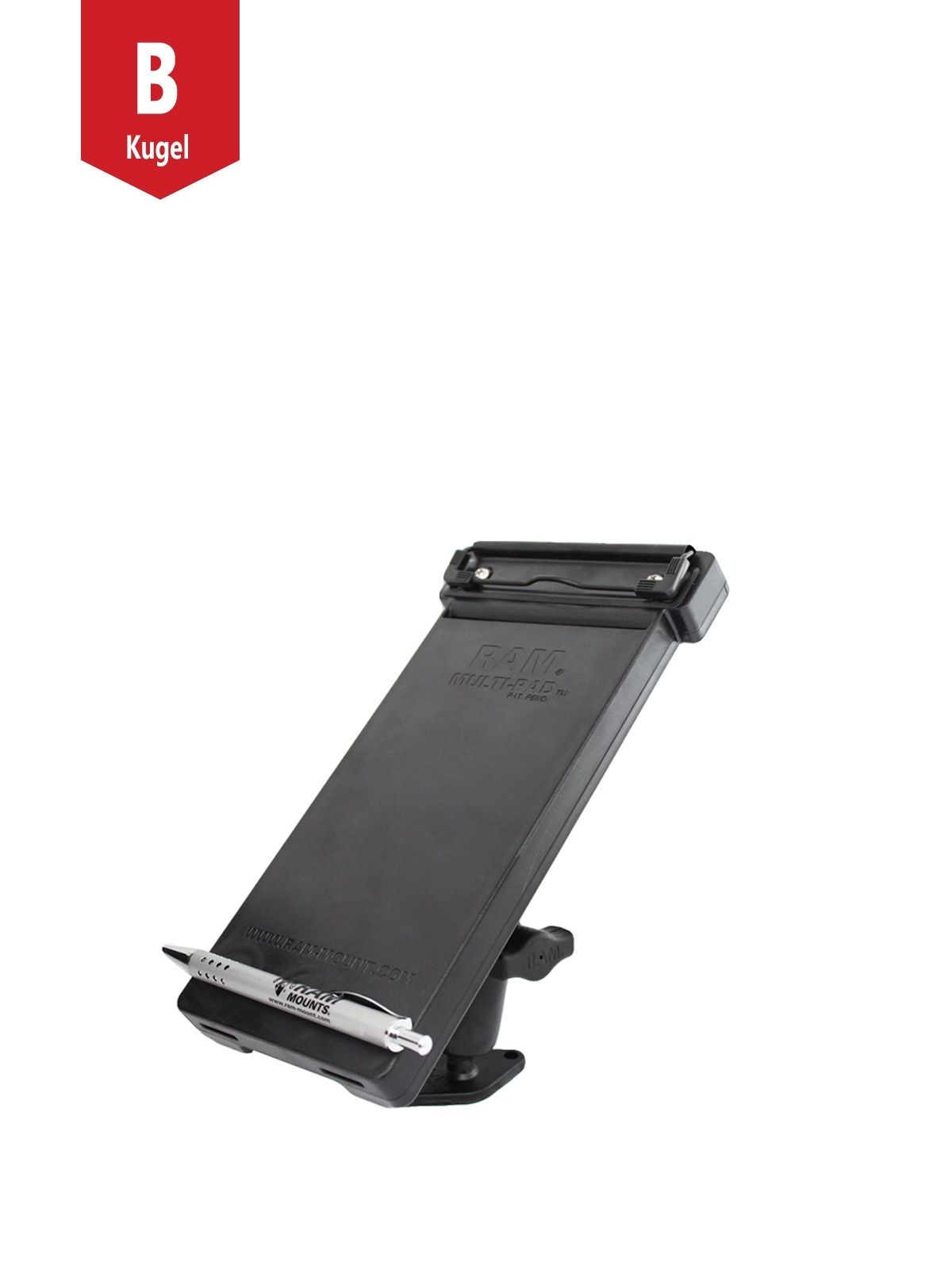 RAM Mounts Aufbau-Halterung mit Notizblock-Tray - B-Kugel (1 Zoll), mit Diamond-Basisplatte (Trapez)