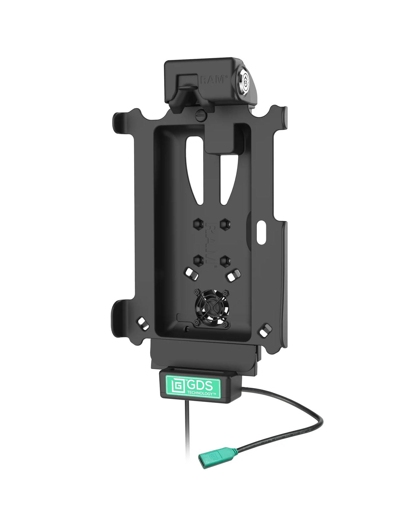 RAM Mounts GDS Cool-Dock Halteschale (Schlüsselverriegelung) für Samsung Tab Active4 Pro & Active5 Pro - in IntelliSkin Schutzhülle - Mit Lüfter - USB-C-Anschluss