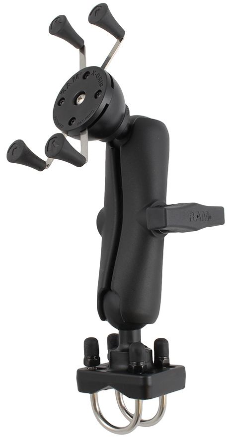 RAM Mounts X-Grip Universal-Halterung (Stangen/Rohre) für Smartphones bis 82,6 mm Breite  - C-Kugel (1,5 Zoll), Doppel-Klemmschelle