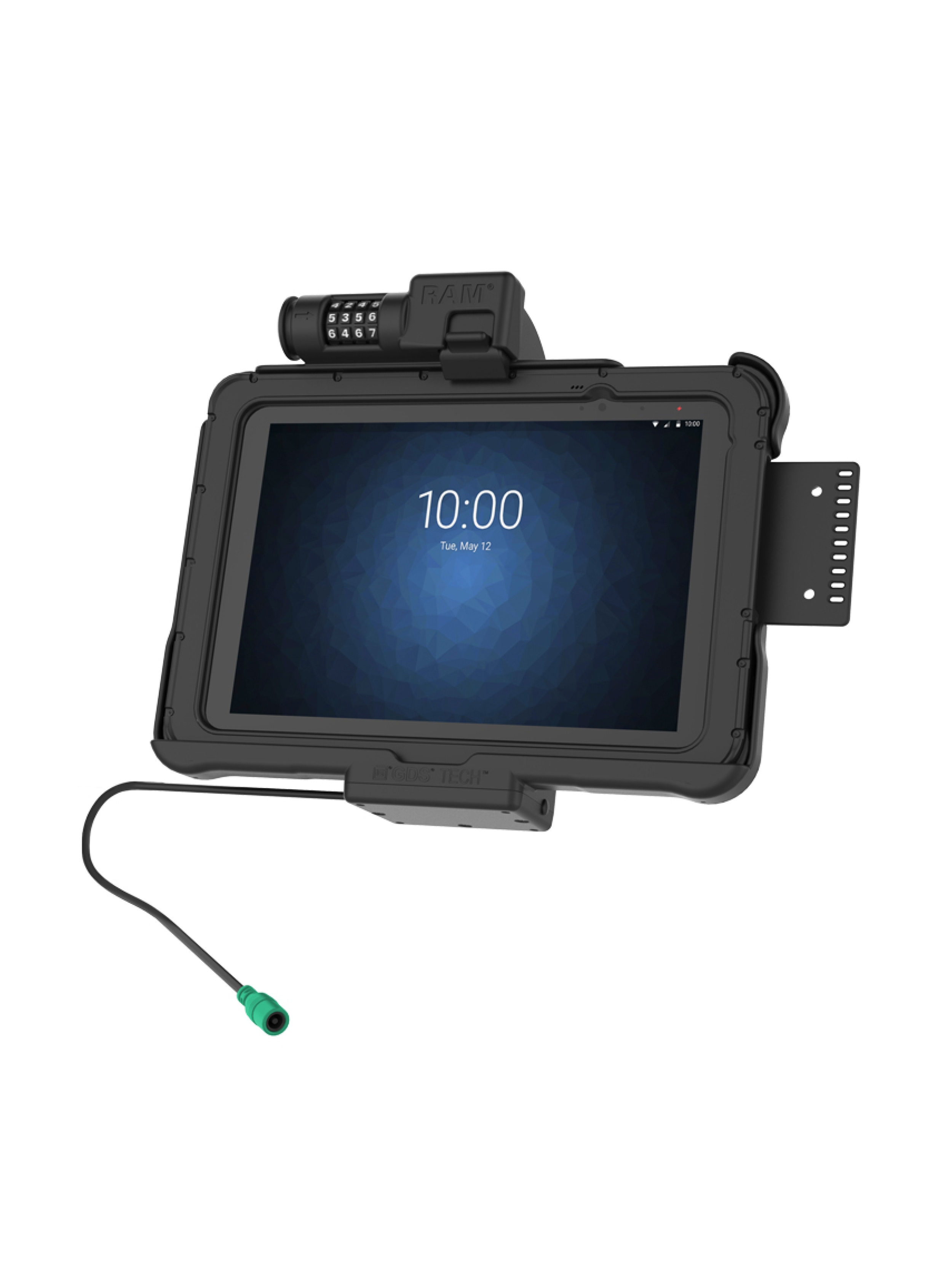 RAM Mounts Form-Fit Halteschale (Zahlenschloss) für Zebra ET5x 10.1“ Serie - In Rugged Boot - 5.5mm DC-Anschluss