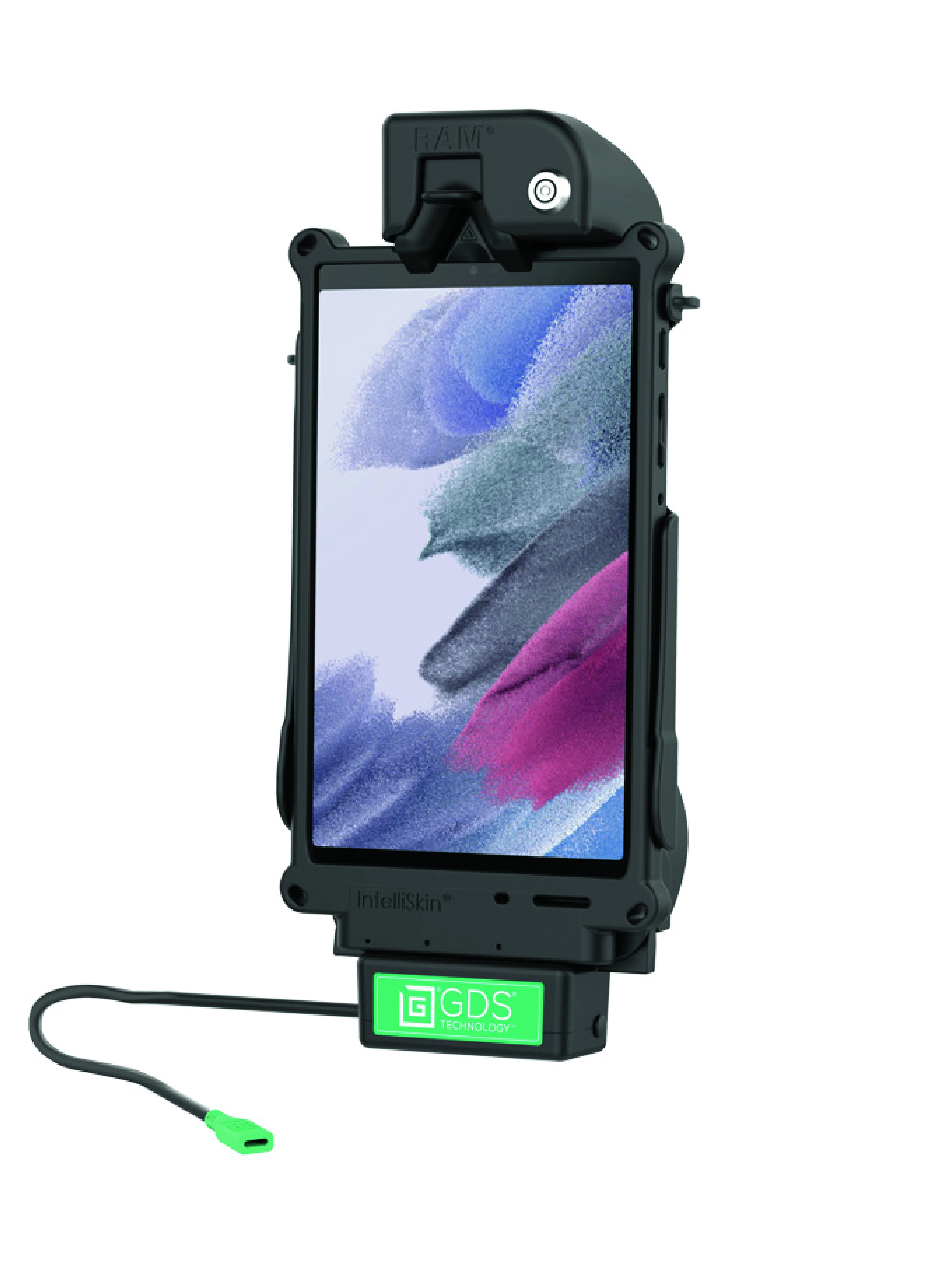 RAM Mounts GDS Tough-Dock Halteschale (Schlüsselverriegelung) für Samsung Tab A7 Lite (8.7“) & A9 - in IntelliSkin Next Gen Schutzhülle - USB-C-Anschluss