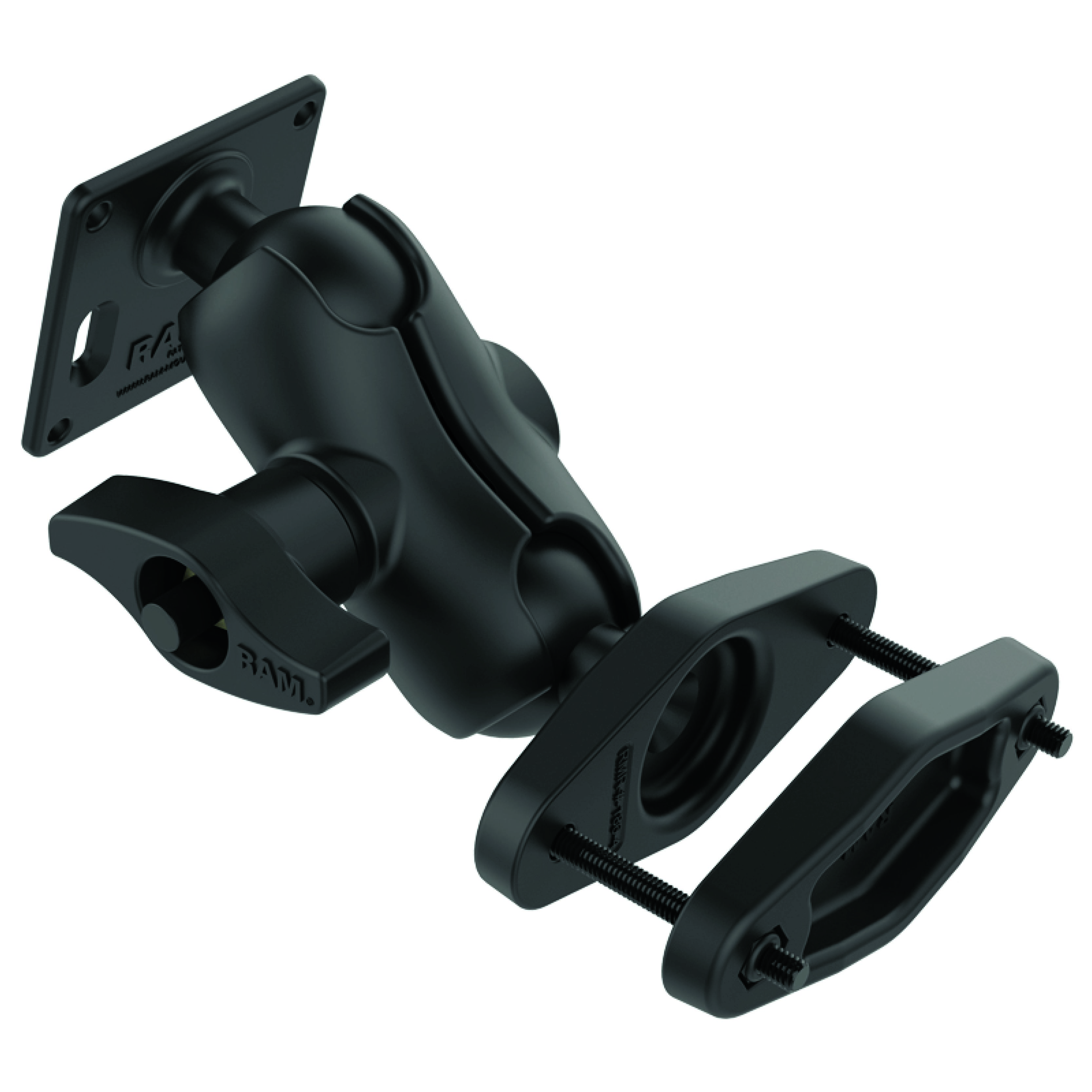 RAM Mounts Schraubklemmen-Set - D-Kugel (2,25 Zoll), kurzer Verbindungsarm, VESA-Platte (75 x 75 mm)