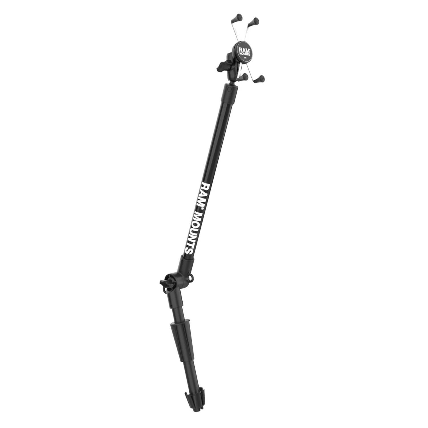 RAM Mounts Verbundstoff Press-N-Lock Basis mit Verlängerungsarm und X-Grip Universal-Halter für große Smartphones - Ratchet-Verbindung, kurzer Verbindungsarm B-Kugel (1 Zoll)
