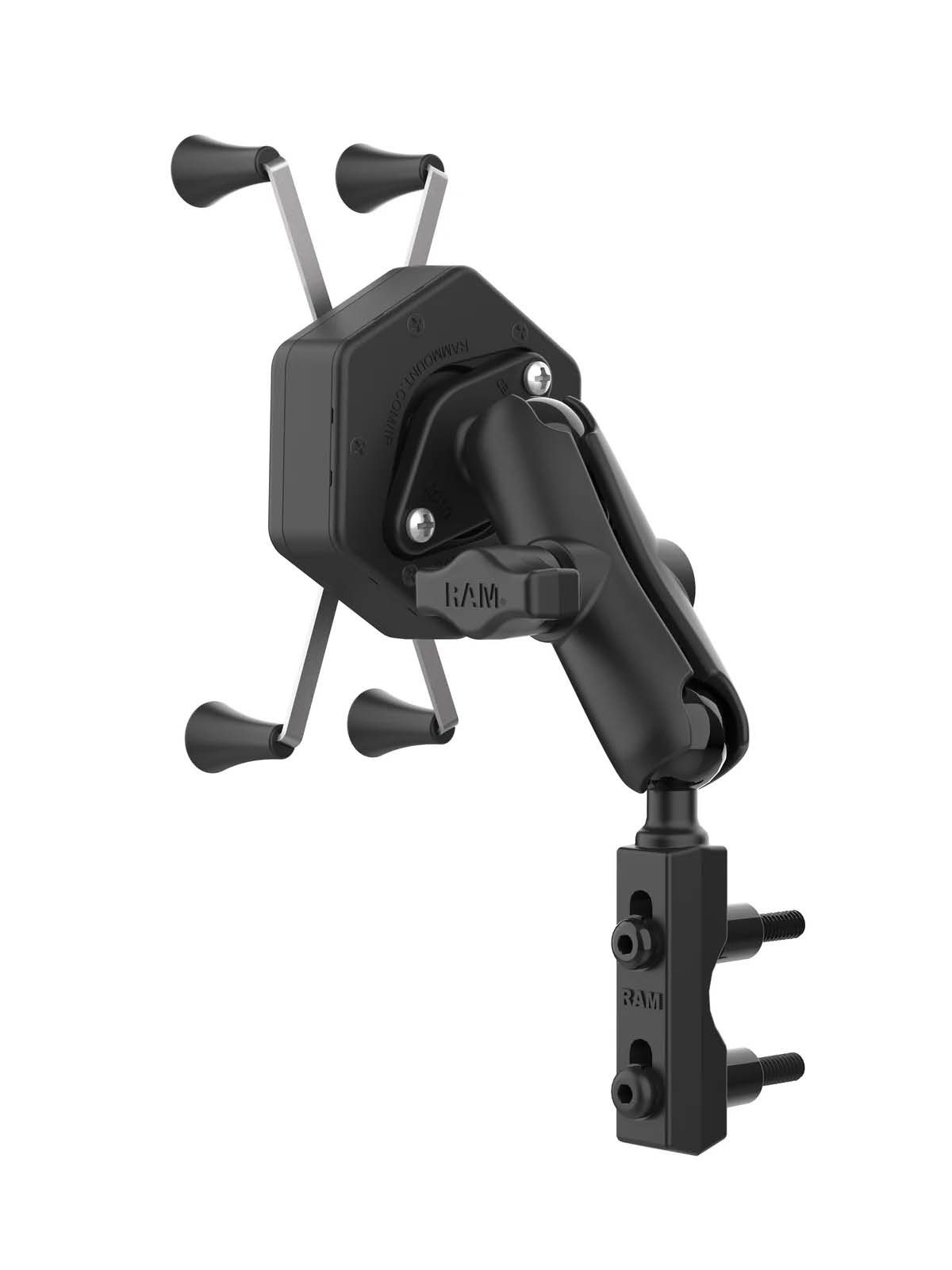 RAM Mounts X-Grip Motorrad-Halterung für Smartphones bis 114,3 mm Breite mit Vibe-Safe Adapter - B-Kugel (1 Zoll), mittlerer Verbindungsarm
