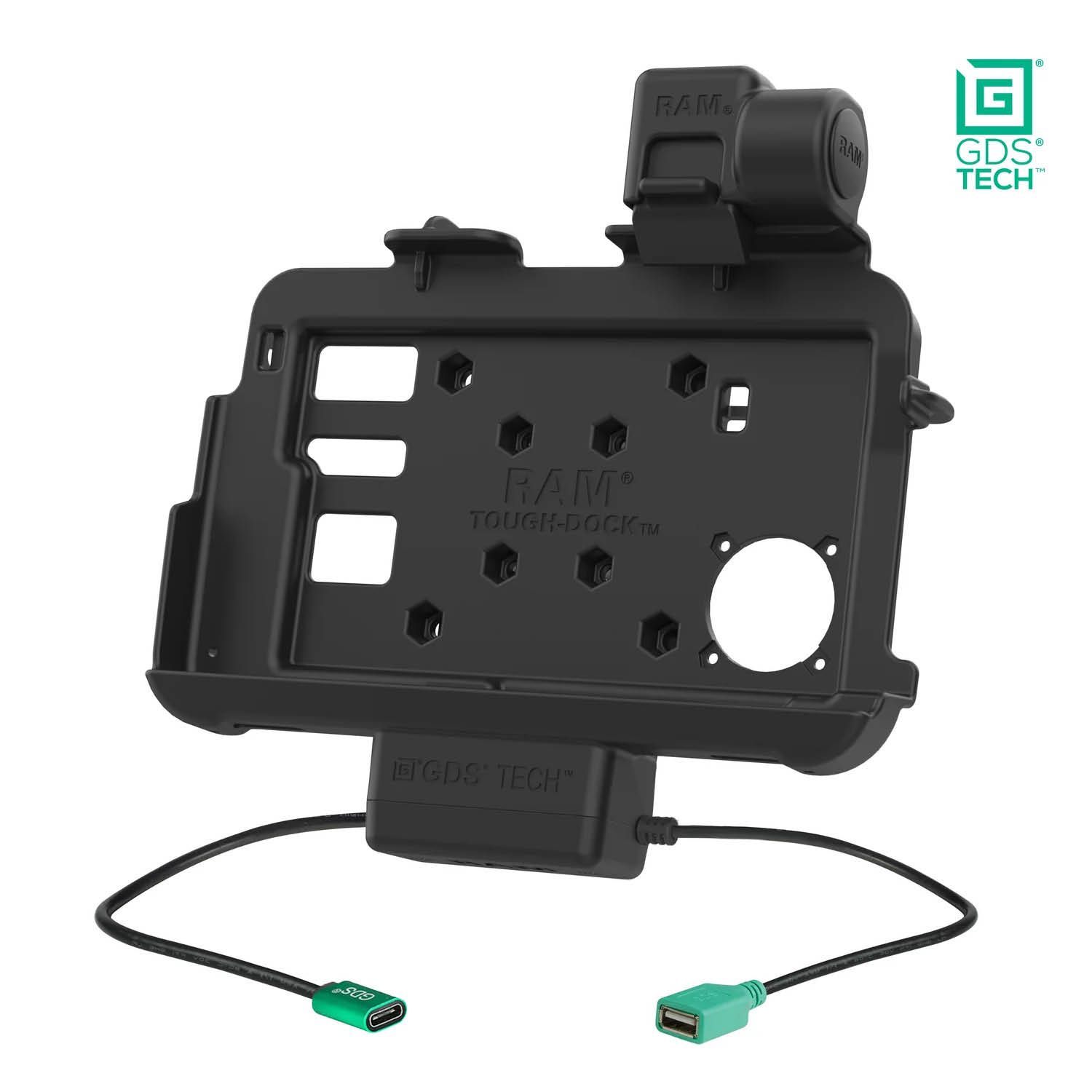 RAM Mounts GDS Thin-Dock Halteschale für Zebra ET401 & ET4x (8 Zoll) Tablets in IntelliSkin Ladeschutzhülle - USB-C & USB-A-Anschluss