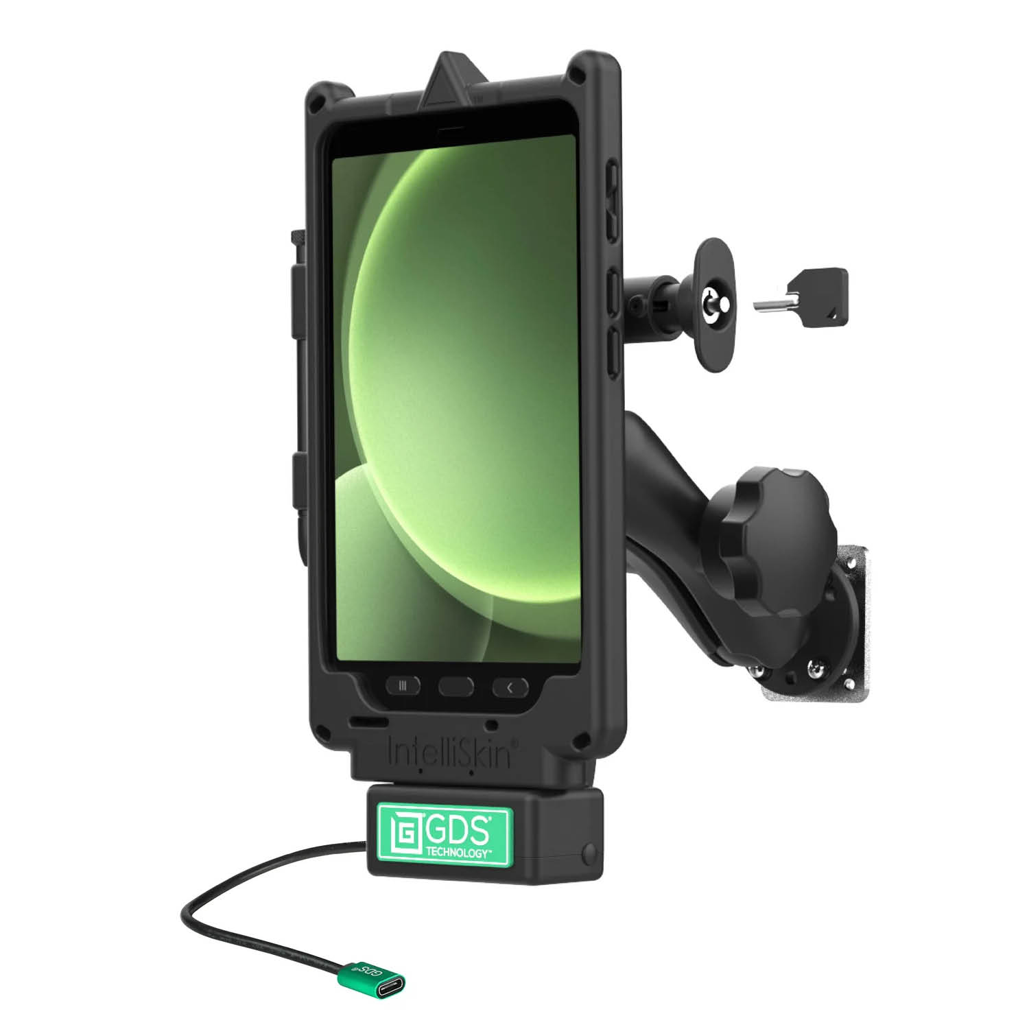 RAM Mounts GDS Uni-Conn Fahrzeug Ladestation (abschließbar) für Samsung Tab Active 5 - C-Kugel (1,5 Zoll), USB-C-Anschluss - 4-Loch AMPS
