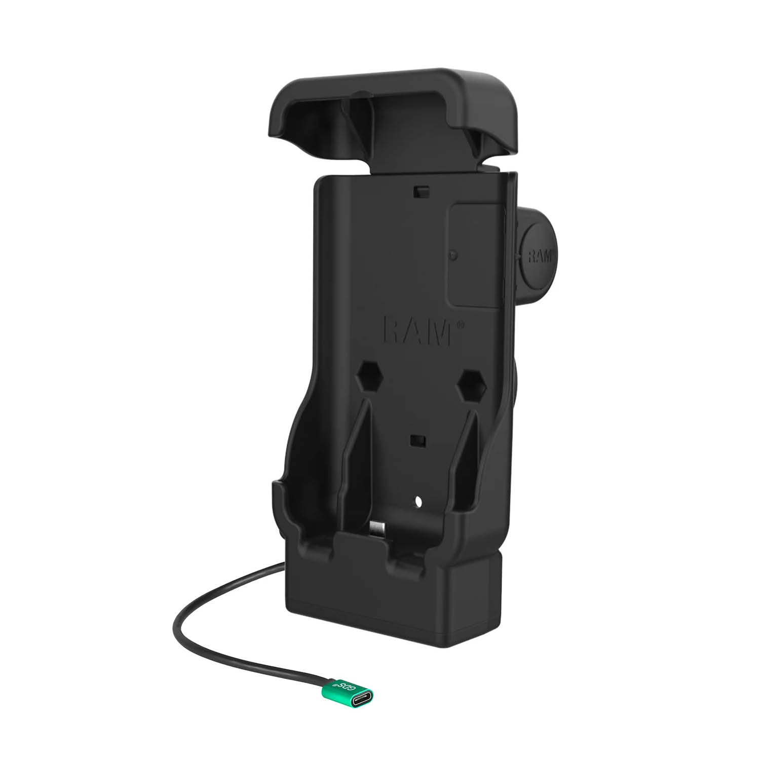 RAM Mounts Ladehalteschale für Zebra EM45 - mit oder ohne Rugged Schutzhülle - 2-Loch AMPS - USB-C-Anschluss