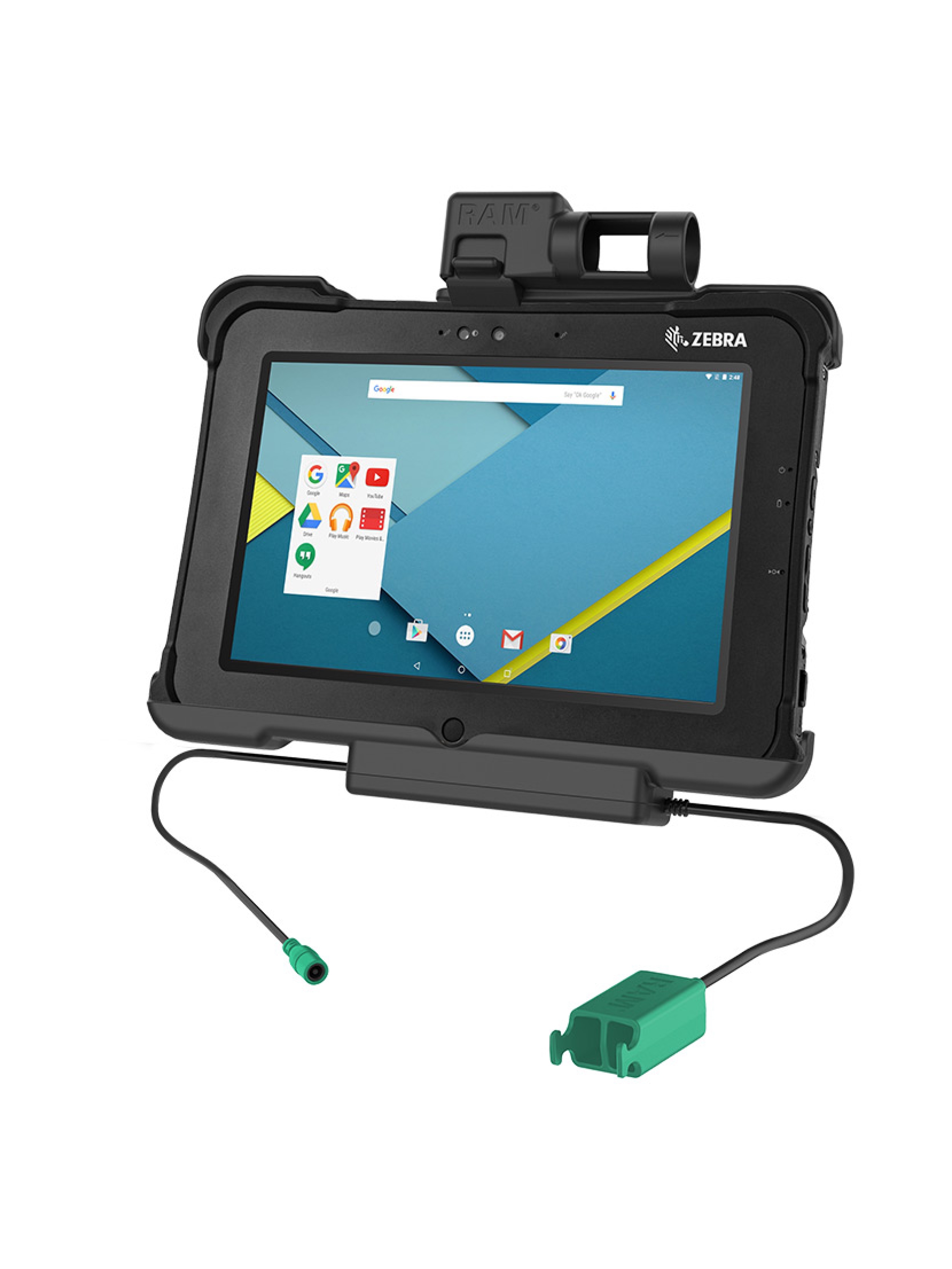 RAM Mounts Form-Fit Halteschale (Schnappverschluss) für Zebra XSLATE L10 - 5.5mm DC & Dual USB-A-Anschluss