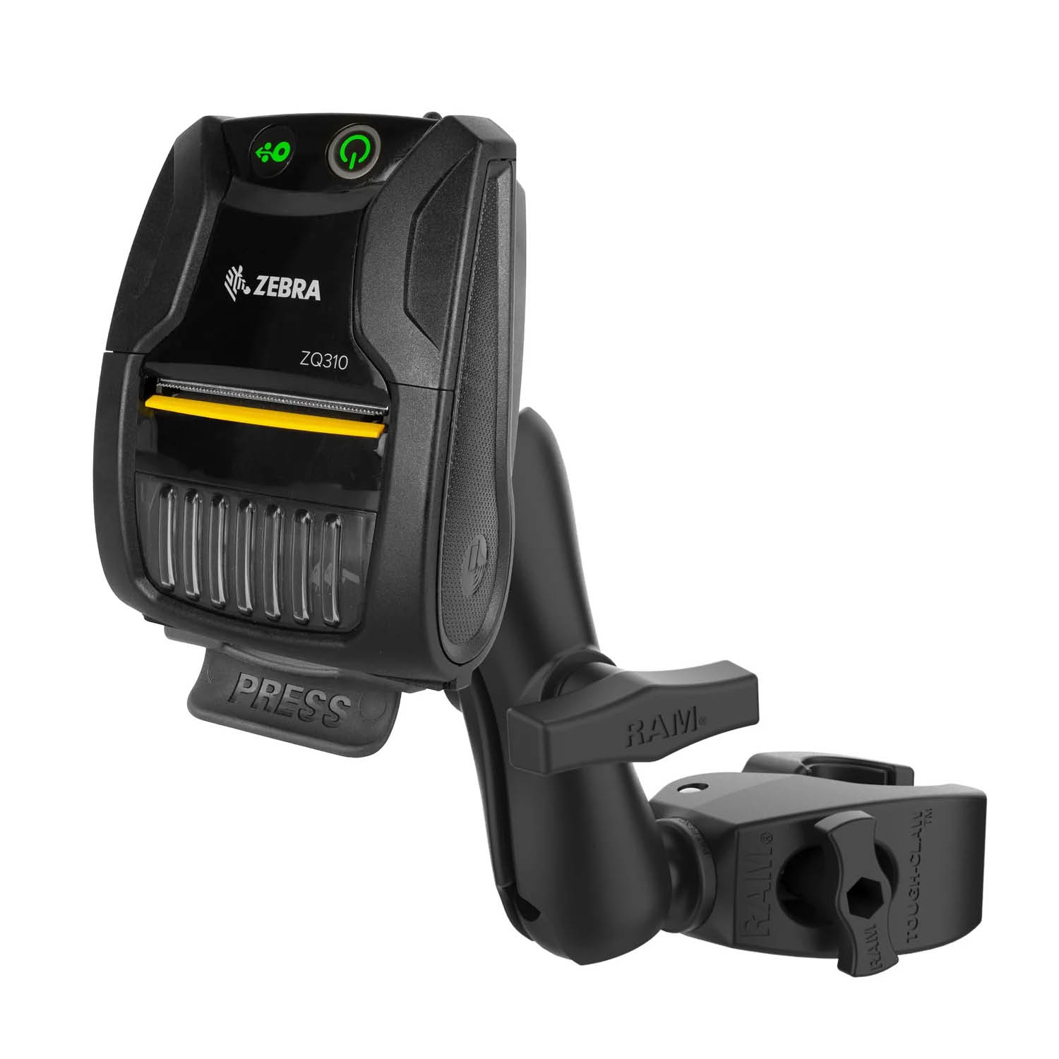 RAM Mounts Klemmhalterung für Zebra ZQ310 Drucker - C-Kugel (1,5 Zoll), Medium Tough-Claw™ (25,4-40,6 mm Durchmesser)