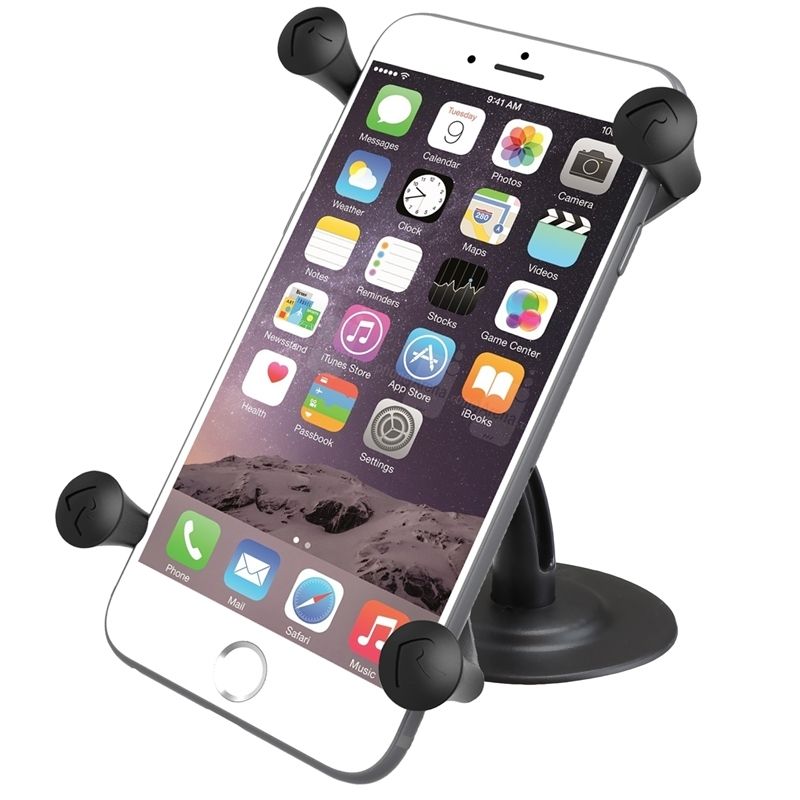 RAM Mounts X-Grip Lil Buddy-Halterung für Smartphones (Verbundstoff) - Bis 114,3 mm Breite - Runde Klebebasis - Snap-Link (3/4 Zoll) - Direkte Anbindung